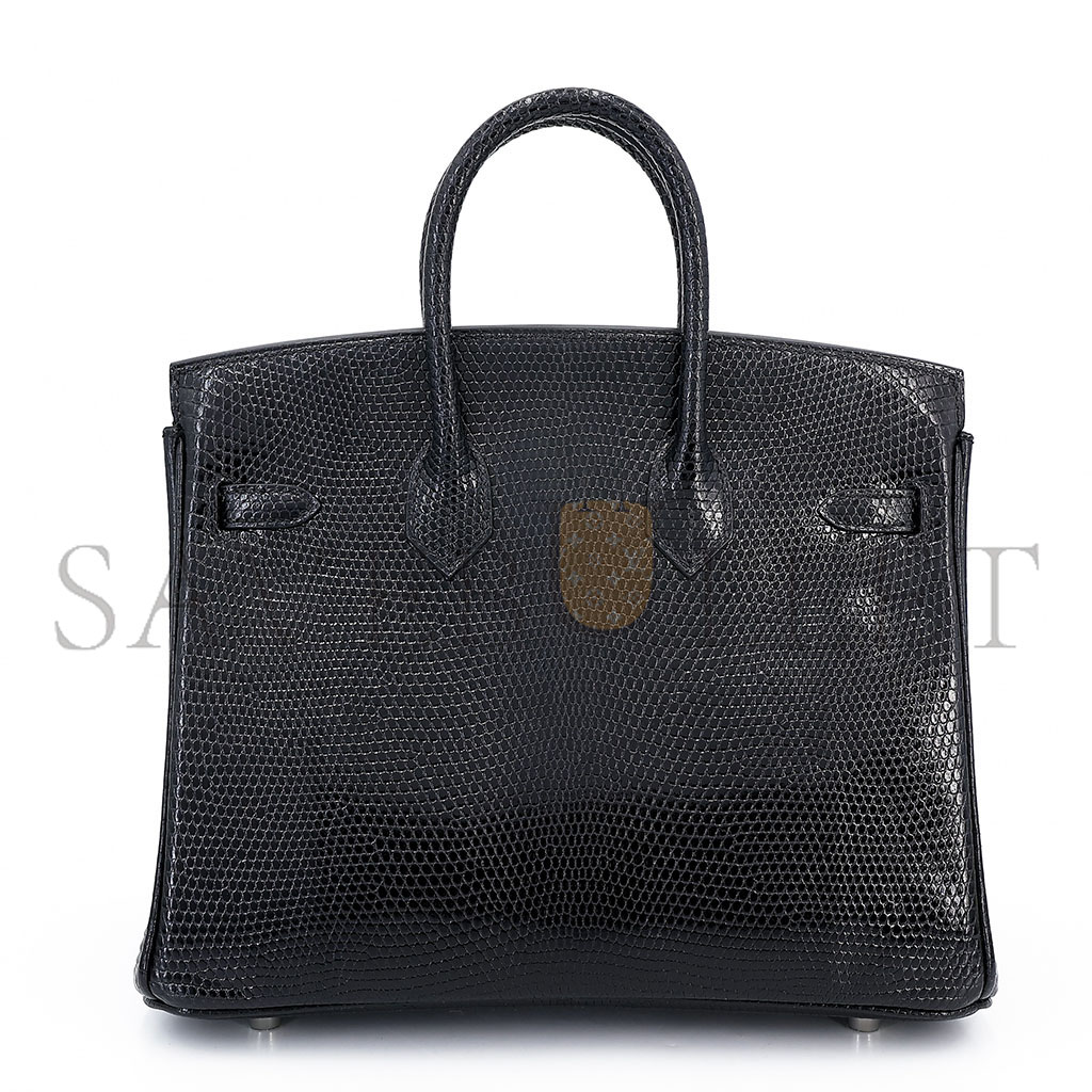 HERMES MASTER BIRKIN 20 LIZARD BLACK SILVER BUCKLE H028367CA30 (20*16*11cm)